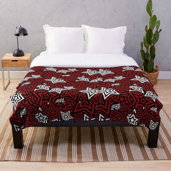 Persona 5 Menu UI Red Stars Pattern  Throw Blanket
