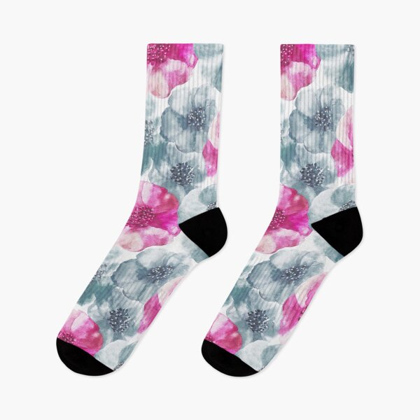 Item preview, Copy of Handmade floral watercolor pink gray designed and sold by Alessandro Remo Mazzoni Remotextiles.
