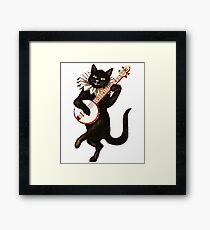 Banjo Playing Cat Funny Animal Lover Framed Print