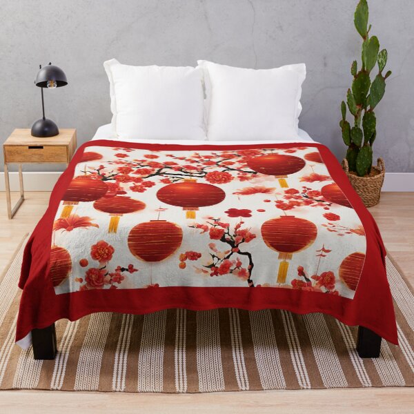 Item preview, Happy Chinese New Year 2024 Red Lantern Balls and Good Fortune Flowers Pattern for a Prosperous and Lucky Lunar New Year 2024 Year of the Dragon  designed and sold by SEVENPRINTS.