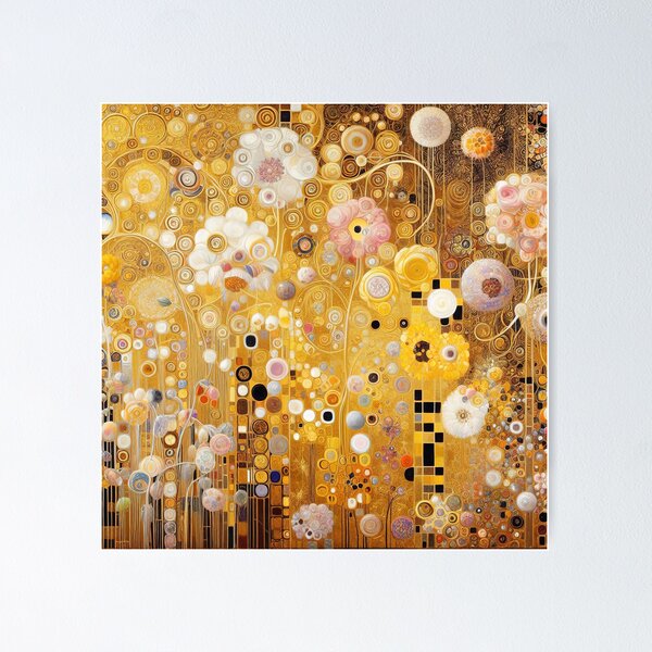Aperçu de l'œuvre Fleurs de Gustav Klimt avec de l'or créée et vendue par maniacfitness.