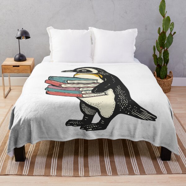 Item preview, Reading Penguin with TBR stack of books designed and sold by ArtemMKV.