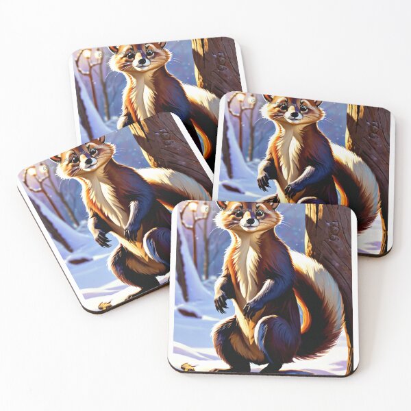 Item preview, Anthro Marten in a Winter Forest designed and sold by NerdscapeDC.