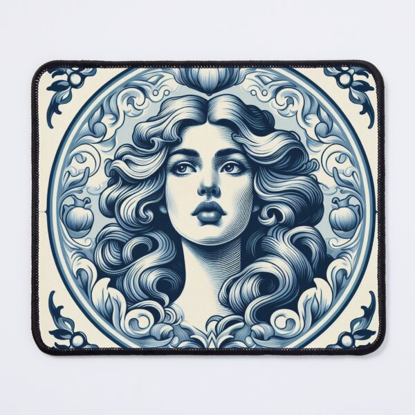 Item preview, Delft Tile With Woman Face No.1 designed and sold by ArtNook777.