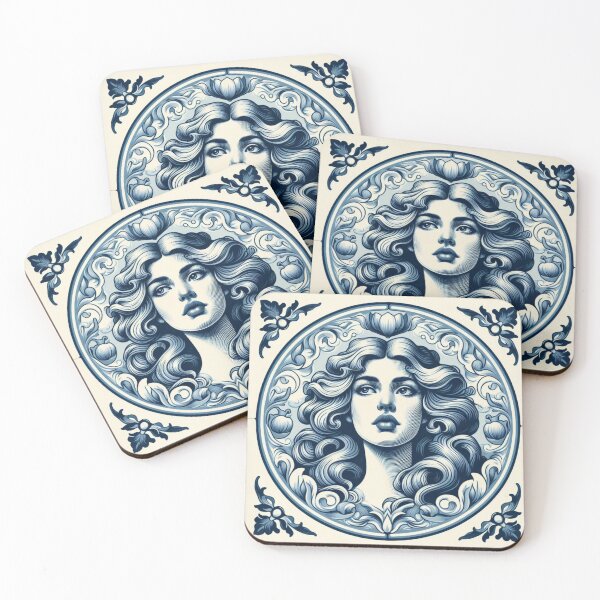 Item preview, Delft Tile With Woman Face No.1 designed and sold by ArtNook777.