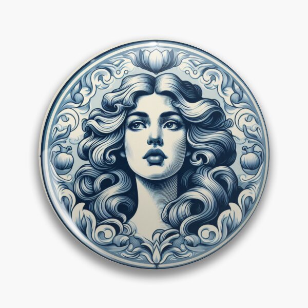 Item preview, Delft Tile With Woman Face No.1 designed and sold by ArtNook777.
