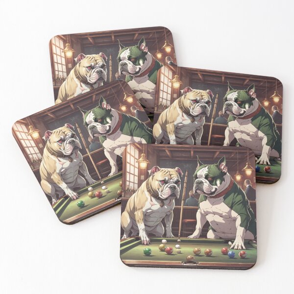 Item preview, Pitbull and Bulldog Playing Pool designed and sold by Nikki-Designz.