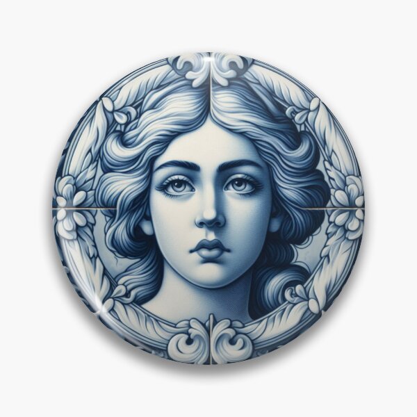 Item preview, Delft Tile With Woman Face No.2 designed and sold by ArtNook777.