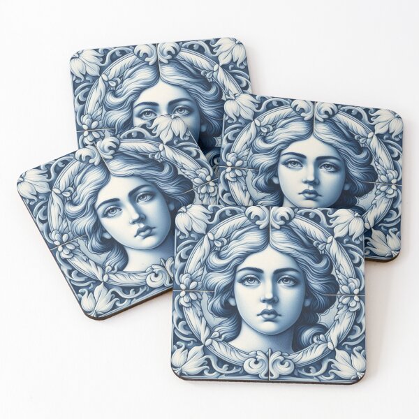 Item preview, Delft Tile With Woman Face No.2 designed and sold by ArtNook777.