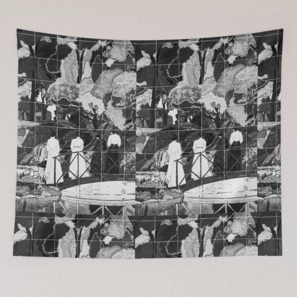 Item preview, Tile Forest Scene Jerez Black and White Vertical designed and sold by eddiebarronshop.