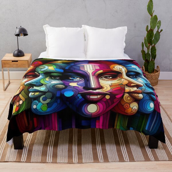 Item preview, Cybernetic Canvas: Femme Futurism in Blue, Red, Purple, and Yellow Harmony designed and sold by SplashTastic.