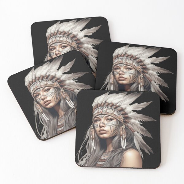Item preview, Young Native American woman in tribal outfit and makeup designed and sold by cristina1001.