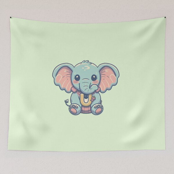 Aperçu de l'œuvre Lettre d'éléphant mignon U créée et vendue par Itsheartshop.