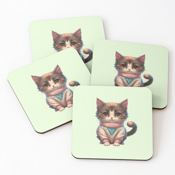 Artikelvorschau, Niedlicher Katzenbuchstabe V entworfen und verkauft von Itsheartshop.