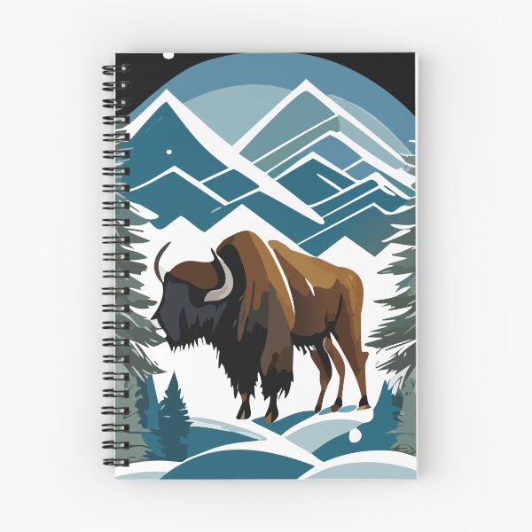 Item preview, Buffalo in a snowy, mountainous landscape at night designed and sold by TJF-Arts.