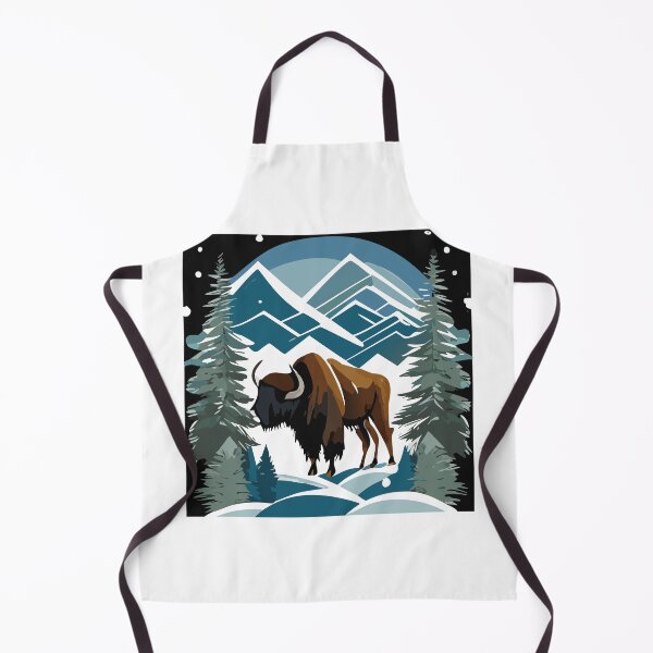Item preview, Buffalo in a snowy, mountainous landscape at night designed and sold by TJF-Arts.