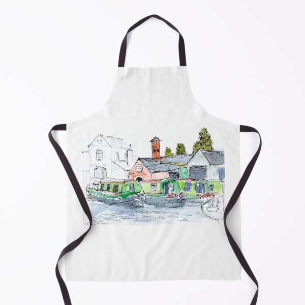 Artikelvorschau, Kanalboote auf eisigem Wasser in Stein - Urban Sketch entworfen und verkauft von paleheather.