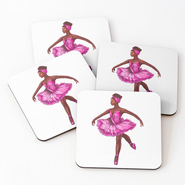 Item preview, Ballet dancer in pink tutu and pointe shoes cute African American ballerina designed and sold by Artonmytee.