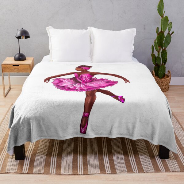 Item preview, Ballet dancer in pink tutu and pointe shoes cute African American ballerina designed and sold by Artonmytee.
