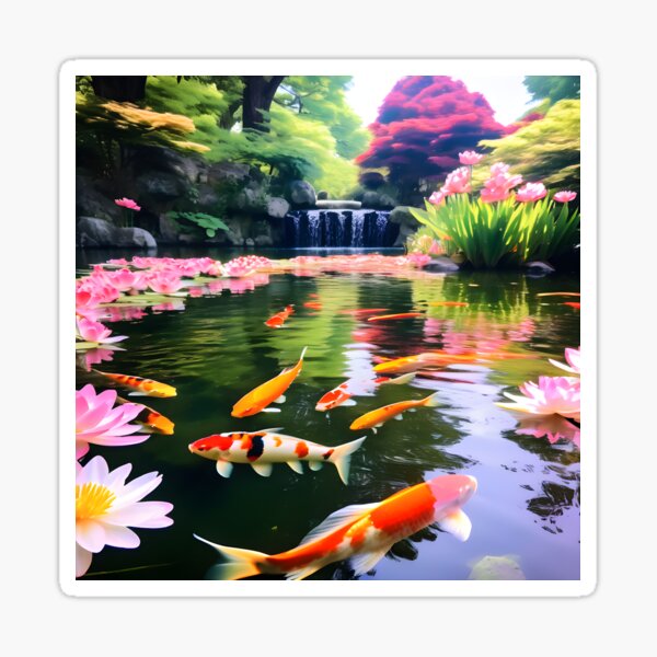 Item preview, Beautiful koi fishes in a beautiful pond designed and sold by Wilson2024.