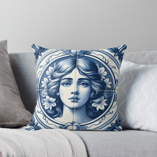 Item preview, Delft Tile With Woman Face No.4 designed and sold by ArtNook777.