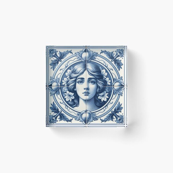 Item preview, Delft Tile With Woman Face No.4 designed and sold by ArtNook777.
