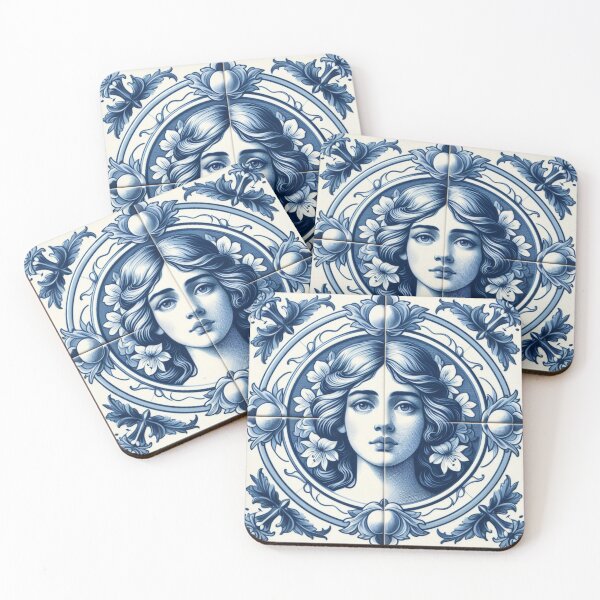 Item preview, Delft Tile With Woman Face No.4 designed and sold by ArtNook777.
