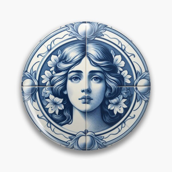 Item preview, Delft Tile With Woman Face No.4 designed and sold by ArtNook777.