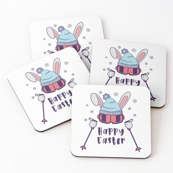 Item preview, Happy Easter from Skiing Rabbit with ski poles designed and sold by HandicraftArt.