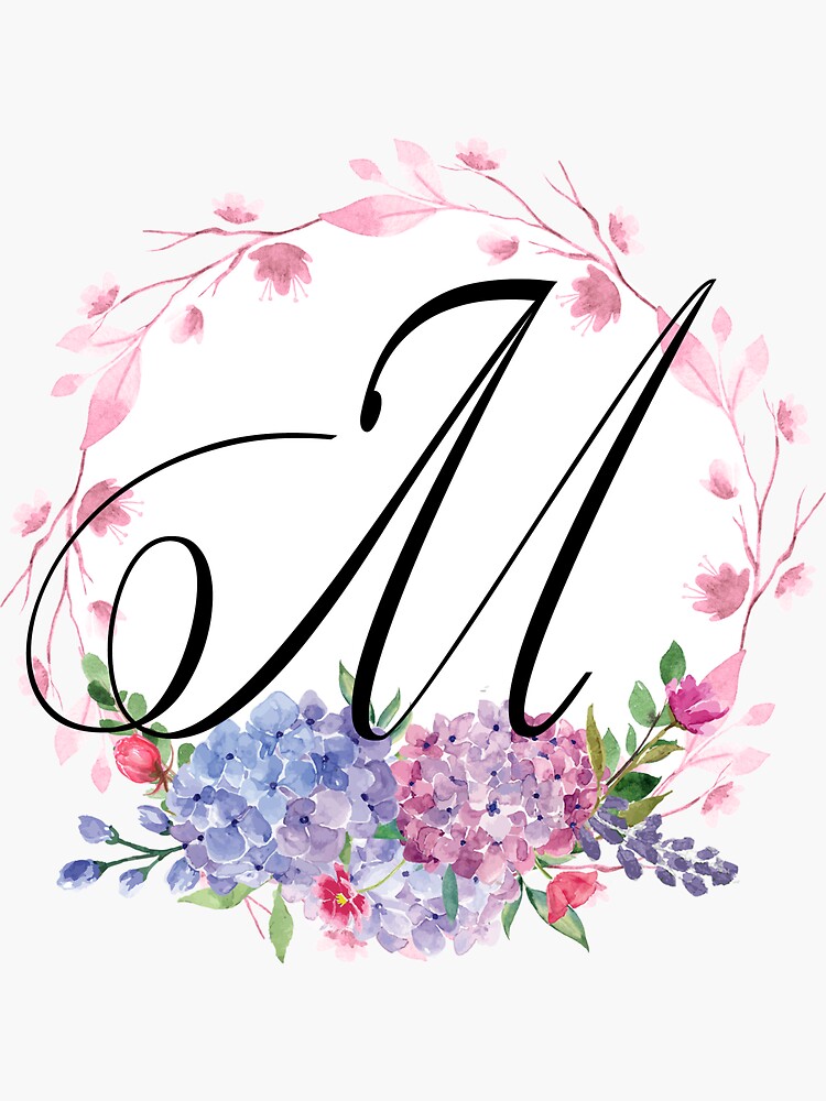 Pink and Purple Hyacinths Monogram Letter M by Grafixmom