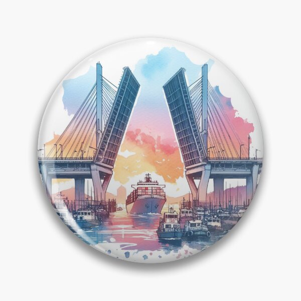Item preview, The central section of Busan's Yeongdo Bridge opens, rising to a height, while large vessels pass beneath – a striking spectacle." designed and sold by PaintMeWorld.