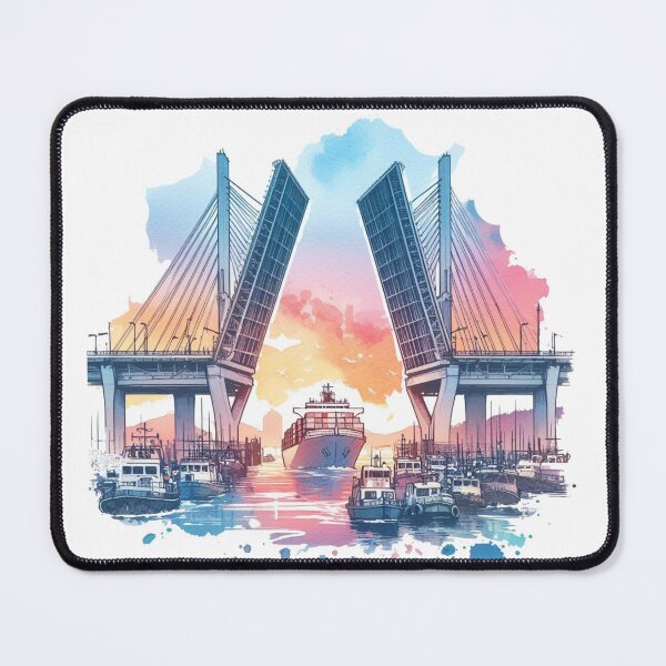 Item preview, The central section of Busan's Yeongdo Bridge opens, rising to a height, while large vessels pass beneath – a striking spectacle." designed and sold by PaintMeWorld.