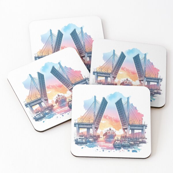 Item preview, The central section of Busan's Yeongdo Bridge opens, rising to a height, while large vessels pass beneath – a striking spectacle." designed and sold by PaintMeWorld.
