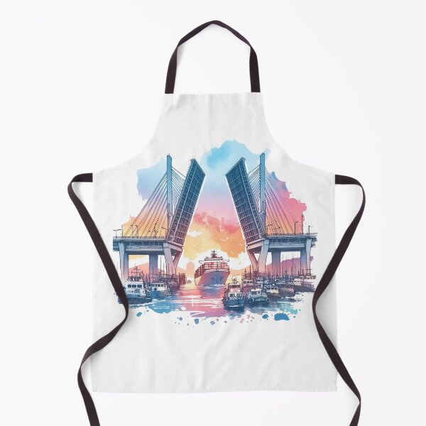 Item preview, The central section of Busan's Yeongdo Bridge opens, rising to a height, while large vessels pass beneath – a striking spectacle." designed and sold by PaintMeWorld.