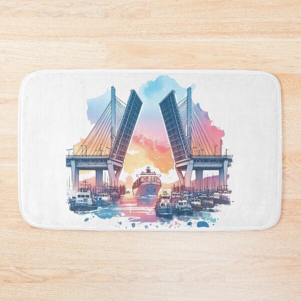 Item preview, The central section of Busan's Yeongdo Bridge opens, rising to a height, while large vessels pass beneath – a striking spectacle." designed and sold by PaintMeWorld.