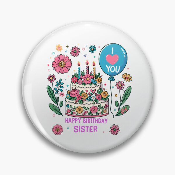 Item preview, Happy Birthday Cake Balloon Happy Birthday Sister designed and sold by SimpleP.