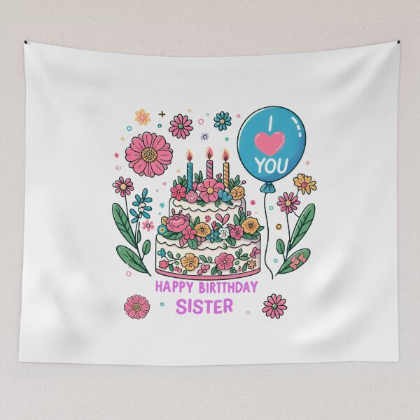 Item preview, Happy Birthday Cake Balloon Happy Birthday Sister designed and sold by SimpleP.