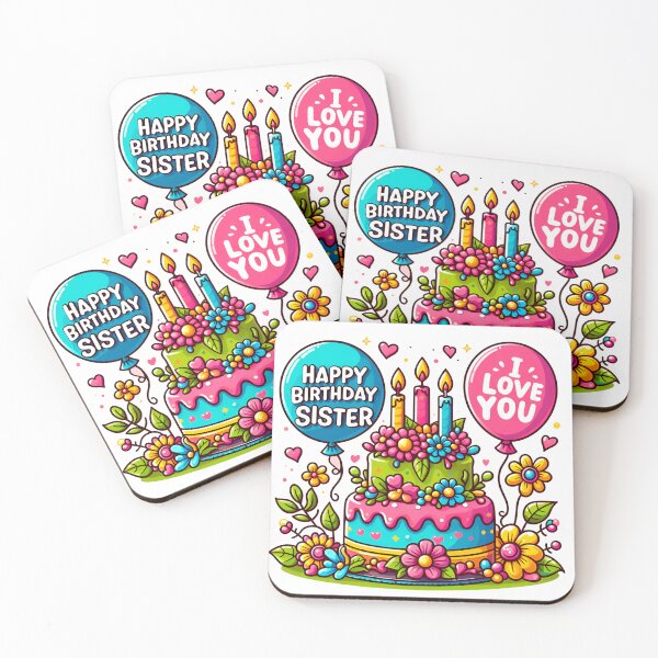 Item preview, Happy Birthday Sister Cake Balloon Happy Birthday designed and sold by SimpleP.