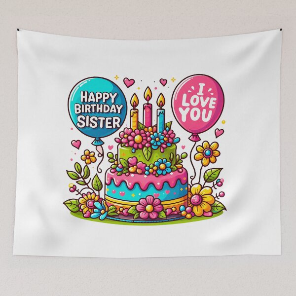 Item preview, Happy Birthday Sister Cake Balloon Happy Birthday designed and sold by SimpleP.