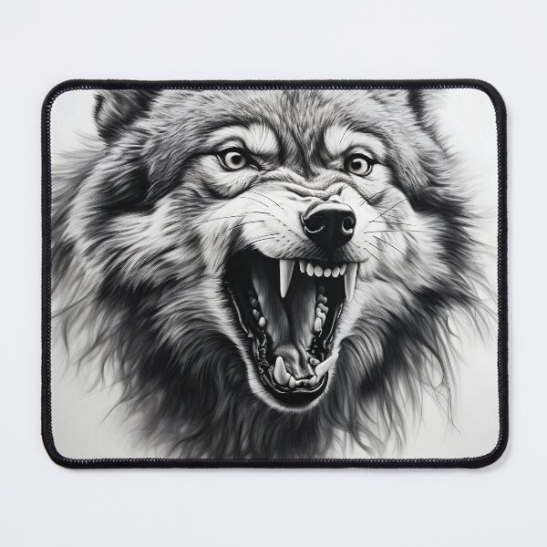 Item preview, Black and white Wolf pencil drawing designed and sold by Pencil-Art.