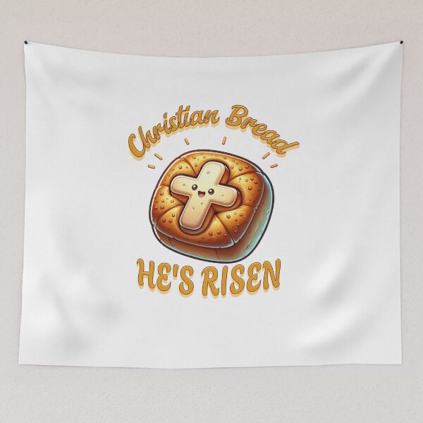 Item preview, Christian bread he's risen, kawaii bread with a Christian cross in the middle designed and sold by BritishDelights.