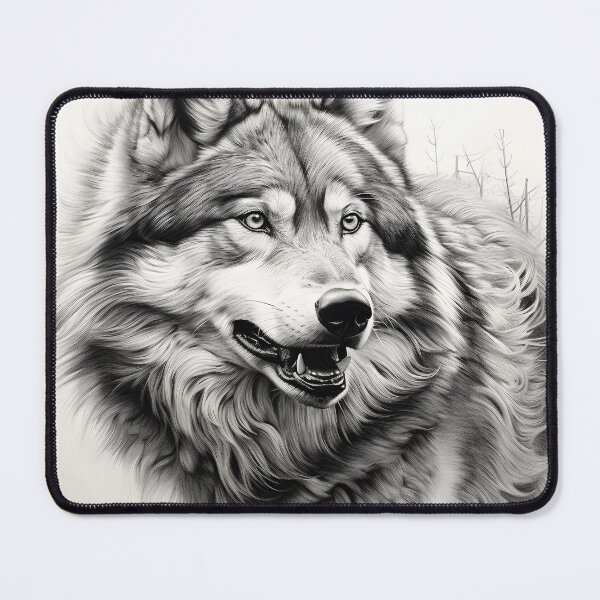 Item preview, Black and white Wolf pencil drawing designed and sold by Pencil-Art.