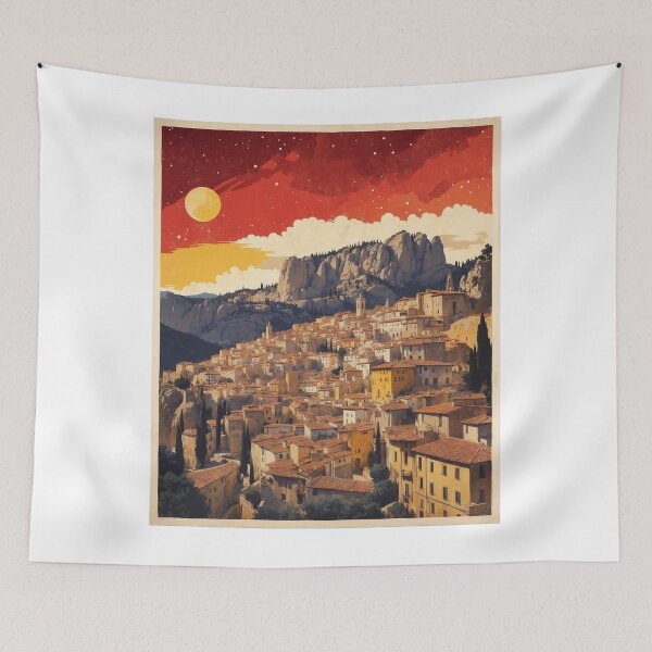 Item preview, Cuenca Spain Starry night and Moon Tourism Vintage Poster 2 designed and sold by TravelersGems.