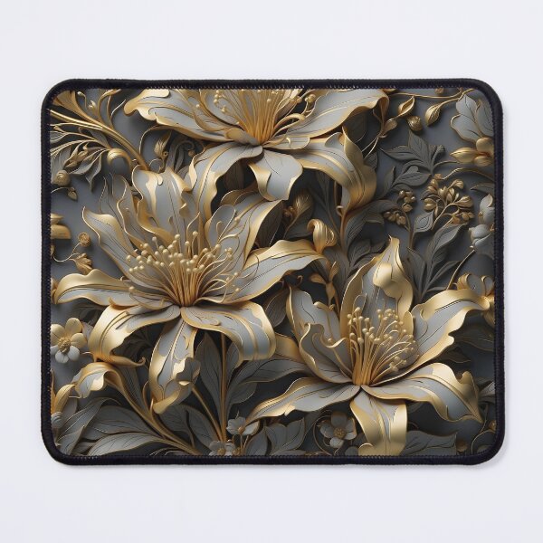 Item preview, Flowers - lilies in gray and gold - 3D relief #45 designed and sold by GoldenEraArt.