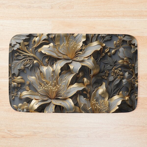Item preview, Flowers - lilies in gray and gold - 3D relief #45 designed and sold by GoldenEraArt.