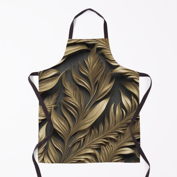 Item preview, golden leaves on a dark gray background - pattern in gold #46 designed and sold by GoldenEraArt.