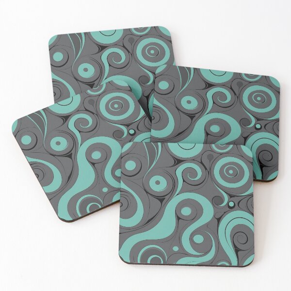Item preview, Mid Century Modern Liquid Swirl,  Charcoal, Cyan  #1 designed and sold by Prints and Lifestyle.