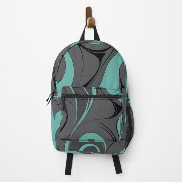 Item preview, Mid Century Modern Liquid Swirl,  Charcoal, Cyan  #1 designed and sold by Prints and Lifestyle.