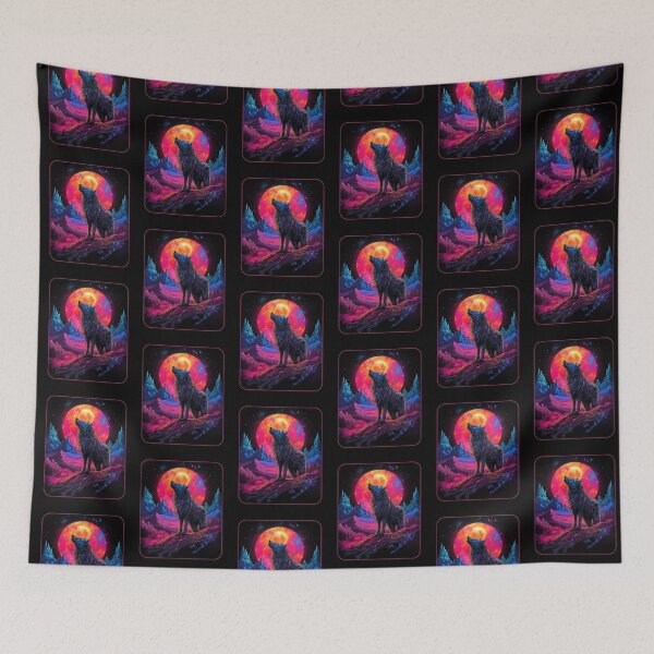 Item preview, Retro Futuristic Wolf Howling designed and sold by MKDSN.