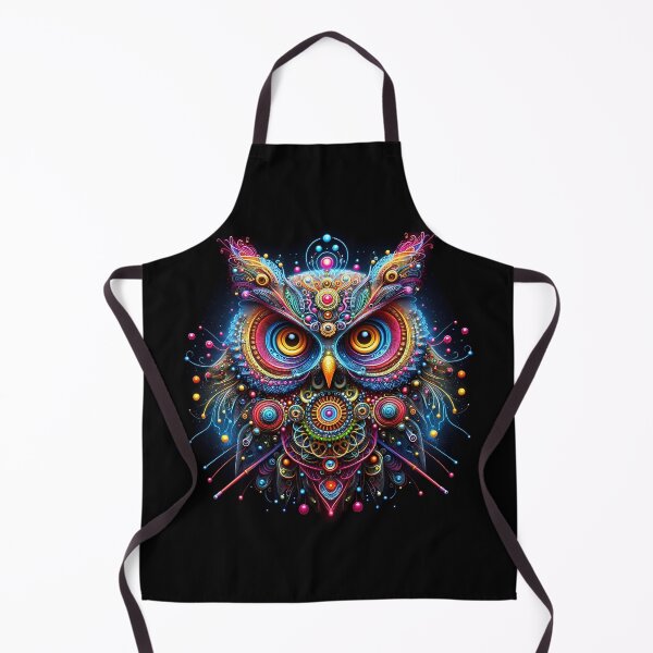Item preview, Colorful Owl Art Abstract Thread and Bead Illustration designed and sold by Niktarka.